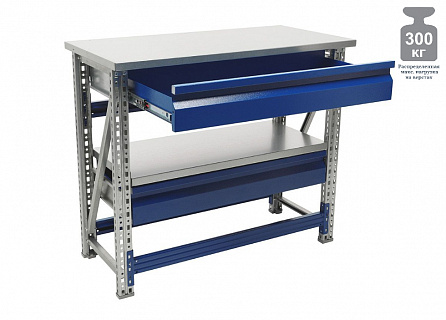 Верстак MASTER №105 с двумя ящиками MT100.MF1/MF1.201, размер: 875x1000x500 мм. 1